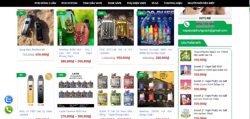 Vape Phong Cách luôn công khai giá cả sản phẩm minh bạch trên Website bán hàng
